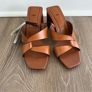 Zara Brown Heeled Sandal